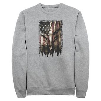Big & Tall Bald Eagle USA Flag Print Fleece Sweatshirt