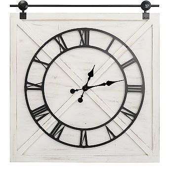Oldslab Large Farmhouse Wall Clock, Rustic Barn Door Wall Clocks for Living Room Decor