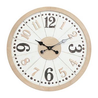Oldslab 24 Inch Rustic Wooden Wall Clock, Farmhouse Large Numerals Battery Operated Wall Clock