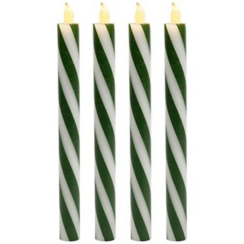 Northlight 4 pc Candy Cane Striped Flickering Tapered Flameless Christmas Candle Set