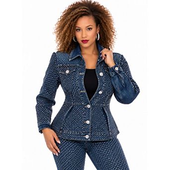 Donna Vinci Jeans Women's Rhinestone Denim Jacket