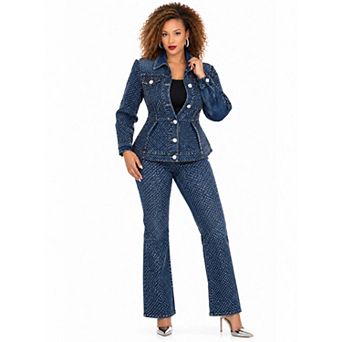 Donna Vinci Jeans Women's Rhinestone Denim Pant