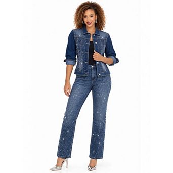 Donna Vinci Jeans Rhinestone Embellished Denim Pant