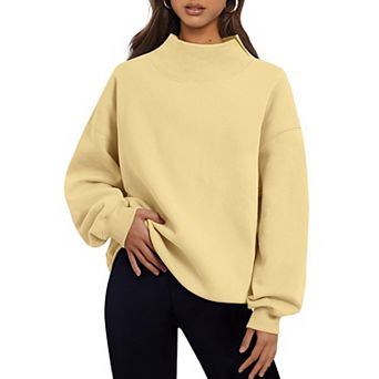 Womens Mock Neck Oversized Pullover Fall Top