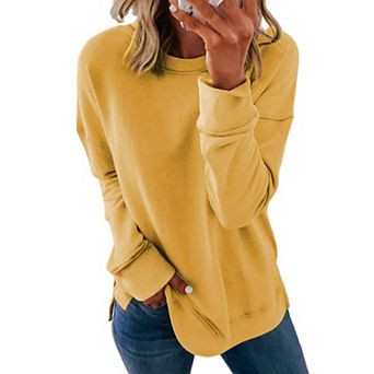 Womens Casual Crew Neck Loose Long Sleeve Pullover Top
