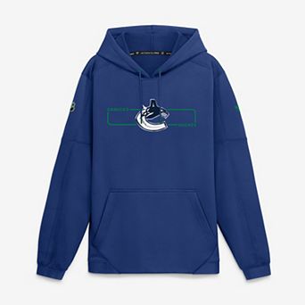 Men's Fanatics Blue Vancouver Canucks Authentic Pro Rink Fleece Pullover Hoodie