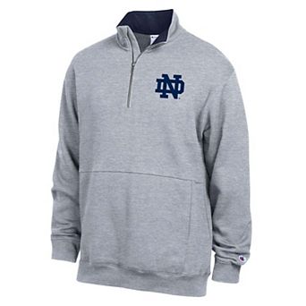 Men's Champion Heather Gray Notre Dame Fighting Irish Fleece Quarter-Zip Pullover