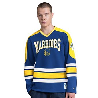 Men's Starter Royal Golden State Warriors Puck Drop Long Sleeve V-Neck T-Shirt