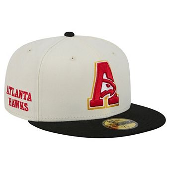 Men's New Era Cream/Black Atlanta Hawks Deceptor 59FIFTY Fitted Hat