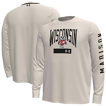 Men's Under Armour Cream Wisconsin Badgers Gameday Motion Heavyweight Long Sleeve T-Shirt
