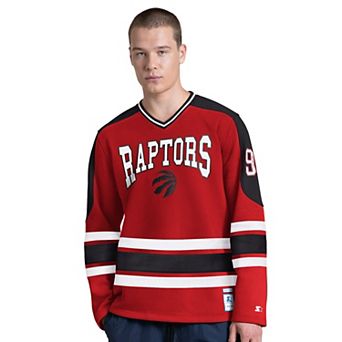 Men's Starter Red Toronto Raptors Puck Drop Long Sleeve V-Neck T-Shirt