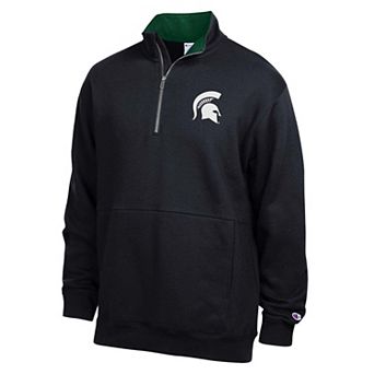 Men's Champion Black Michigan State Spartans Fleece Quarter-Zip Pullover