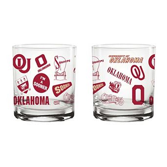 Indigo Falls Oklahoma Sooners Medley Vintage Rocks Glass - Set of 2