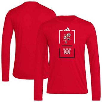 Men's adidas Red Louisville Cardinals On-Court Pregame Long Sleeve AEROREADY T-Shirt