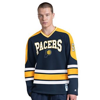 Men's Starter Navy Indiana Pacers Puck Drop Long Sleeve V-Neck T-Shirt