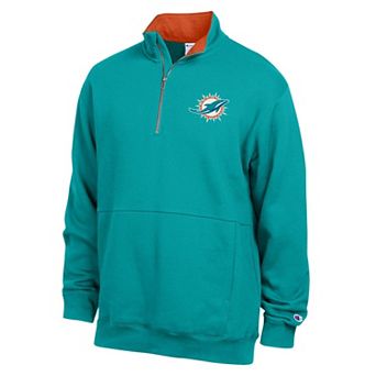 Men's Champion Aqua/Orange Miami Dolphins Fleece Quarter-Zip Pullover