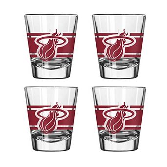 Logo Brands Miami Heat Four-Piece Stripe Shot Glass Set