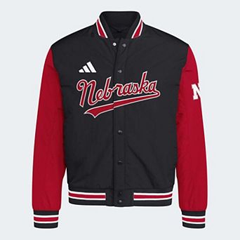 Men's adidas Black Nebraska Huskers Dugout Collection Satin Jacket