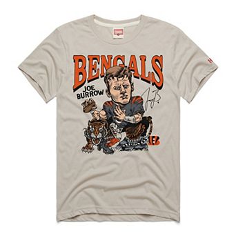 Unisex Homage Joe Burrow Stone Cincinnati Bengals Caricature Player Graphic Tri-Blend T-Shirt