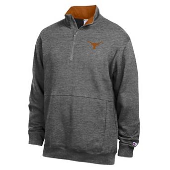 Men's Champion Charcoal Texas Longhorns Fleece Quarter-Zip Pullover