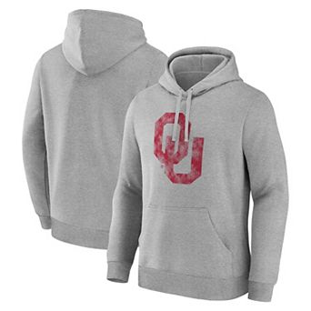 Men's Logo Athletic Heather Gray Oklahoma Sooners Primary Logo Fleece Pullover Hoodie