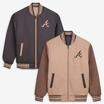 Men's JH Design Tan/Brown Atlanta Braves Reversible Canvas Full-Zip Jacket