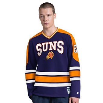 Men's Starter Purple Phoenix Suns Puck Drop Long Sleeve V-Neck T-Shirt