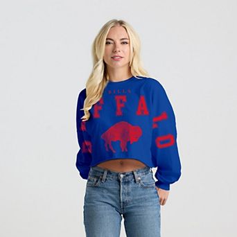 Women's Spirit Jersey Royal Buffalo Bills Cropped Long Sleeve T-Shirt