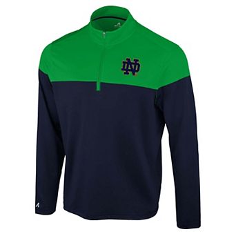 Men's Antigua Navy Notre Dame Fighting Irish Hinder Colorblock Quarter-Zip Pullover