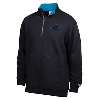 Men's Champion Black/Blue Carolina Panthers Fleece Quarter-Zip Pullover