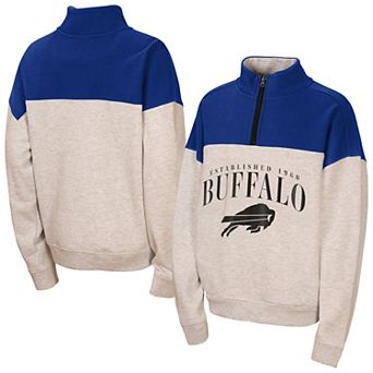 Girls Youth WEAR by Erin Andrews Heather Gray Buffalo Bills Blitz Colorblock Half-Zip Sweatshirt