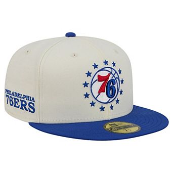 Men's New Era Cream/Royal Philadelphia 76ers Deceptor 59FIFTY Fitted Hat
