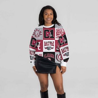 Women's Gameday Couture Crimson Alabama Crimson Tide Highlight Reel Patchwork Long Sleeve Pullover