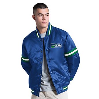 Men's Starter Royal Seattle Seahawks Courtside Varsity Retro Logo Full Snap Jacket