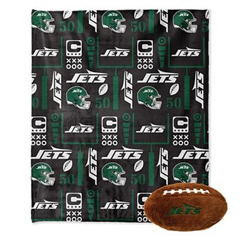 "Pegasus New York Jets 50"" x 60"" Blackout Team Spirit Ultra Soft Throw & Plush Football Combo Pack"