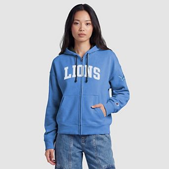 Women's Champion Blue Detroit Lions Contrast Liner Full-Zip Hoodie