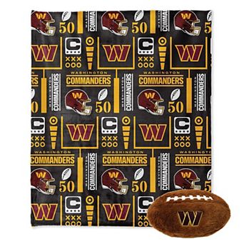 "Pegasus Washington Commanders 50"" x 60"" Blackout Team Spirit Ultra Soft Throw & Plush Football Combo Pack"