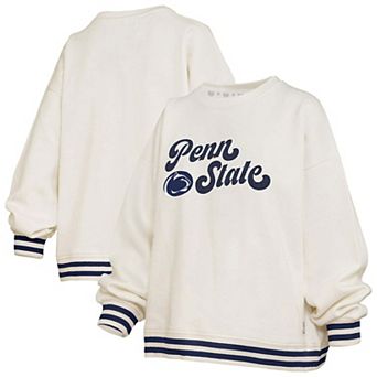 Women's Pressbox Cream Penn State Nittany Lions Bonanza Chenille Ribbed Sweatshirt