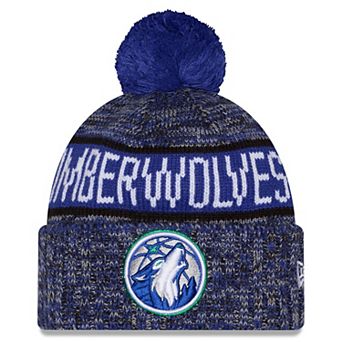Youth New Era Blue Minnesota Timberwolves Tri-Color Cuffed Knit Hat with Pom