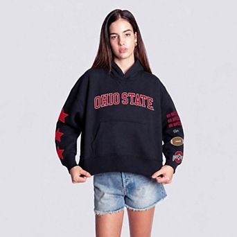 Women's Hype and Vice Black Ohio State Buckeyes Cropped Spirit Hoodie