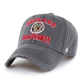 Men's '47 Black Chicago Blackhawks Seymoore Distressed Applique Clean Up Adjustable Hat