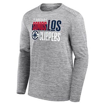Men's Fanatics Heather Gray LA Clippers Noches Long Sleeve T-Shirt