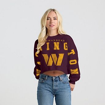 Women's Spirit Jersey Burgundy Washington Commanders Cropped Long Sleeve T-Shirt