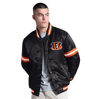 Men's Starter Black Cincinnati Bengals Courtside Varsity Full Snap Jacket