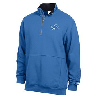 Men's Champion Blue/Black Detroit Lions Fleece Quarter-Zip Pullover
