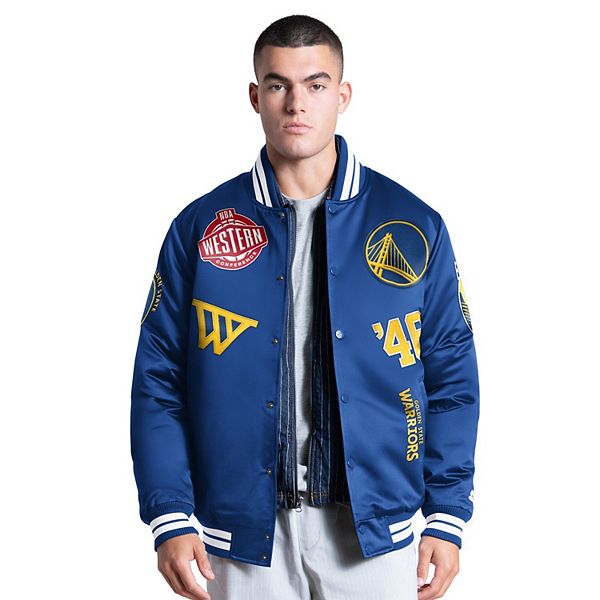 Men's Starter Royal Golden State Warriors Elite Full Snap Varsity Jacket