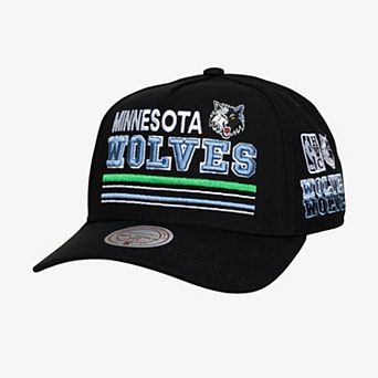 Men's Mitchell & Ness Black Minnesota Timberwolves Hardwood Classics Triple Check Pro Snapback Hat