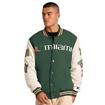 Men's Starter Green Miami Hurricanes Triple Crown Commemorative Full Snap Jacket