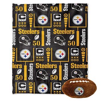"Pegasus Pittsburgh Steelers 50"" x 60"" Blackout Team Spirit Ultra Soft Throw & Plush Football Combo Pack"