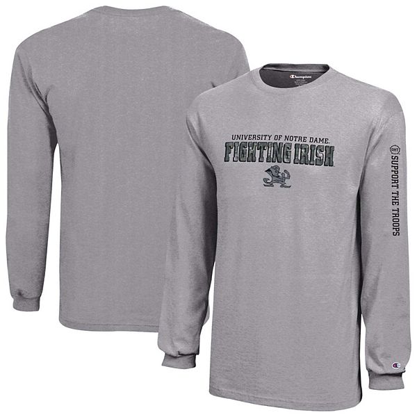 Youth Champion Heather Gray Notre Dame Fighting Irish Operation Hat Trick Long Sleeve T-Shirt